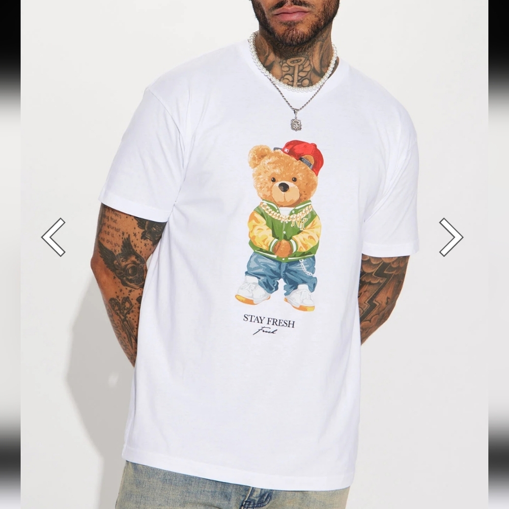 🤑5/$25 FASHION NOVA Stay Fresh Bear Short Sleeve Tee  NWT